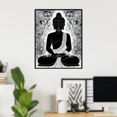 Ruhe in Schwarz und Weiß: Buddhas Zen-Garten Poster (Heimbüro)