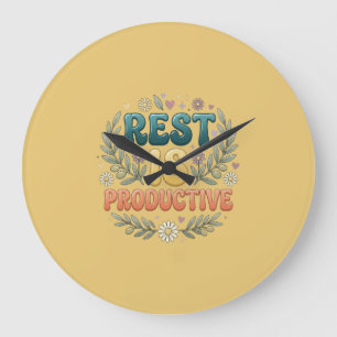 Ruhe ist produktiv Selbstfürsorge & Inspiration Große Wanduhr