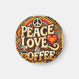 Ruhe, Liebe & Coffee Retro Magnet