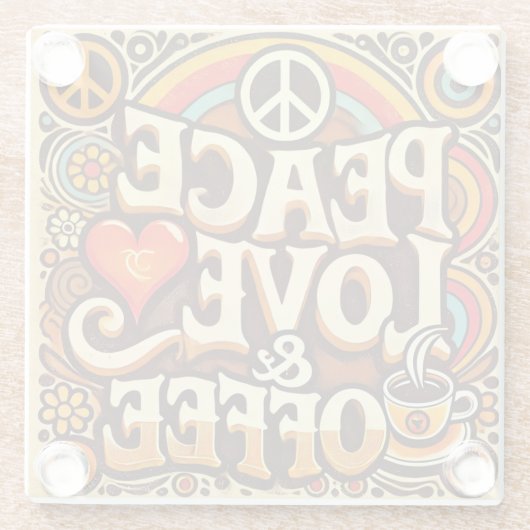 Ruhe, Liebe & Coffee Retro Untersetzer (Rückseite)