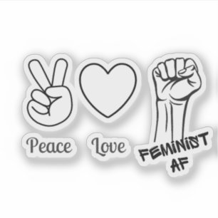 Ruhe, Liebe, feministischer AF - transparenter Auf Aufkleber