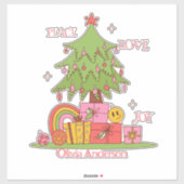 Ruhe, Liebe & Freude - Retro Weihnachtsbaum auf Ro Aufkleber (Blatt)