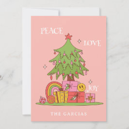 Ruhe, Liebe & Freude - Retro Weihnachtsbaum auf Ro Feiertagskarte