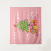 Ruhe, Liebe & Freude - Retro Weihnachtsbaum auf Ro Wandteppich (Vorderseite)