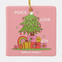 Ruhe, Liebe & Freude - Retro Weihnachtsbaum in Ros Keramikornament