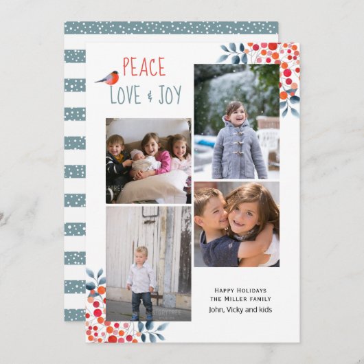 Ruhe, Liebe, Freude Weihnachten - 4 Foto Collage C Einladung (Vorne/Hinten)