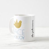 Ruhe, Liebe, Joy Aquarell, Goldtaube Weihnachten Kaffeetasse (Vorderseite Links)