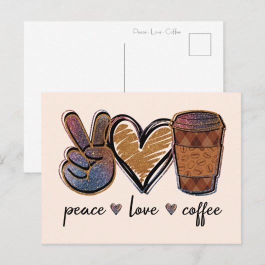 Ruhe, Liebe, Kaffee Postkarte (Vorne/Hinten)