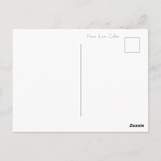 Ruhe, Liebe, Kaffee Postkarte (Rückseite)