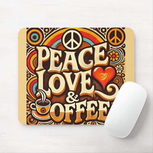 Ruhe, Liebe & Kaffee Retro Mousepad (Mit Mouse)
