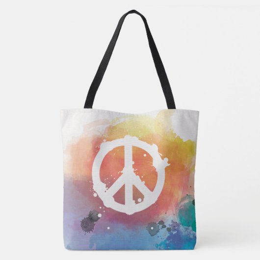 Ruhe, Liebe, Karma, Hippy, Regenbogenfarbe Tasche (Rückseite)