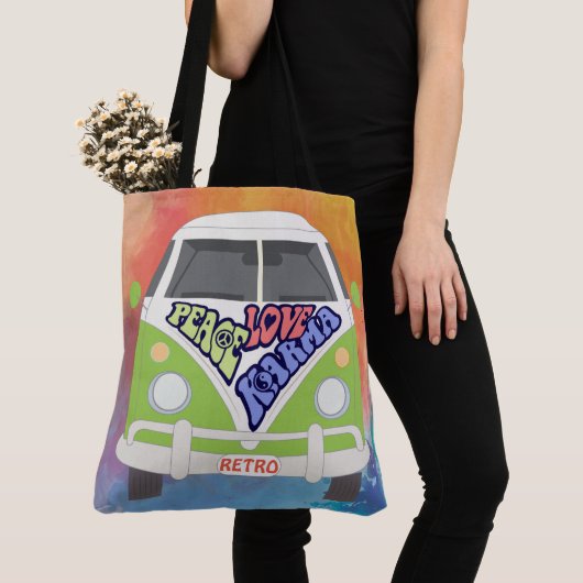 Ruhe, Liebe, Karma, Hippy, Regenbogenfarbe Tasche (Von Nahem)