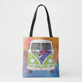 Ruhe, Liebe, Karma, Hippy, Regenbogenfarbe Tasche