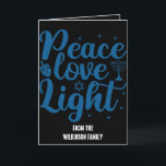 Ruhe, Liebe, leichte Hanukkah-Karte Feiertagskarte<br><div class="desc">Ruhe,  Liebe,  leichte Hanukkah Card. Bearbeitbarer Text</div>