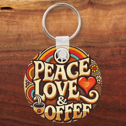 Ruhe, Liebe & Retro Keyring Schlüsselanhänger (Rückseite)