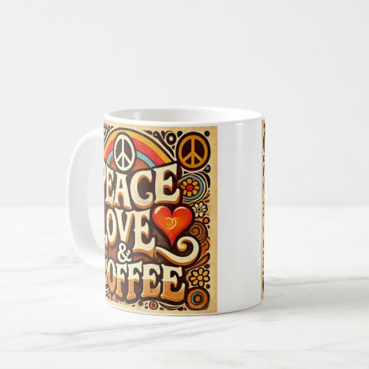 Ruhe, Liebe & Retro-Tasse Kaffeetasse (Vorderseite Links)