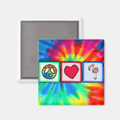 Ruhe, Liebe, rosa Flamingos Magnet (Vorderseite/Rückseite)