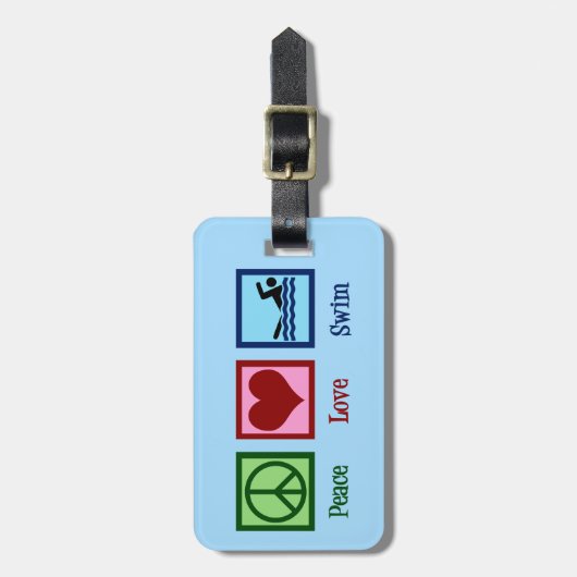 Ruhe Liebe Schwimmen Gepäckanhänger (Vorderseite vertikal)