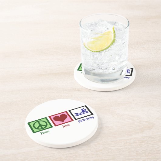 Ruhe Liebe Schwimmen Sandstein Untersetzer (Seite)