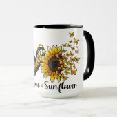 "Ruhe, Liebe, Sonnenblume" Kaffee/Tee Tasse (VorderseiteRechts)