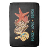 Ruhe, Liebe, Strand | Friede, Herz, Schildkröte Badematte (Vorderseite Vertikal)