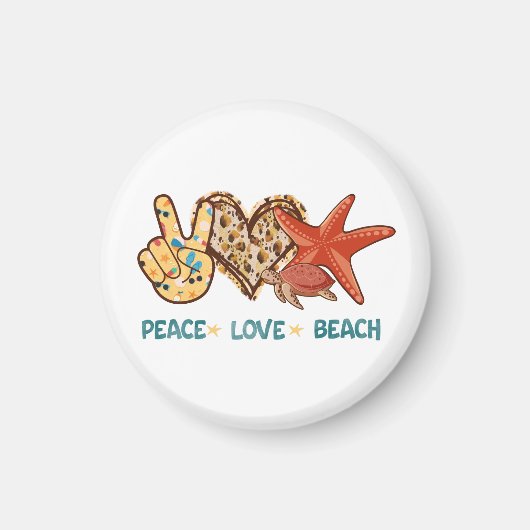 Ruhe, Liebe, Strand | Friede, Herz, Schildkröte Magnet (Vorne)