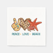 Ruhe, Liebe, Strand | Friede, Herz, Schildkröte Serviette (Vorderseite)