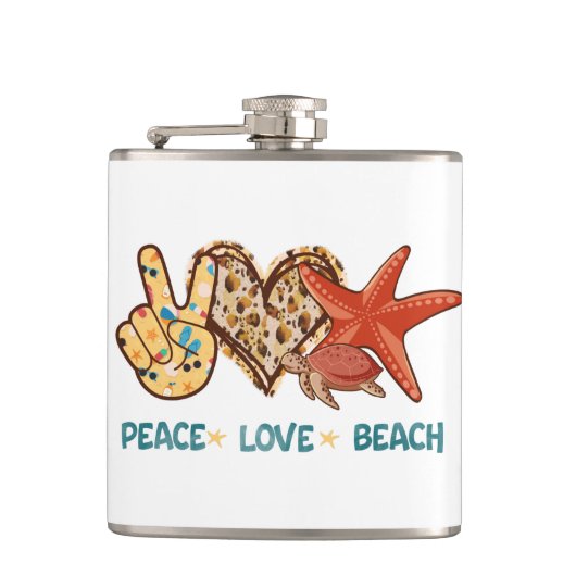 Ruhe, Liebe, Strand | Summer Vibes | VINTAG Flachmann (Vorderseite)