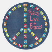 Ruhe, Liebe und Braces Farbenprägung auf Denim