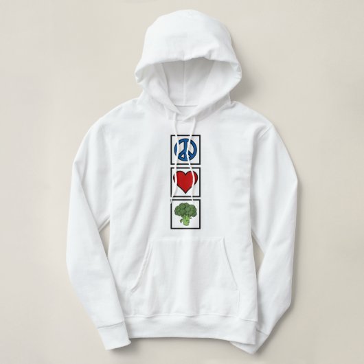 Ruhe, Liebe und Broccoli Hoodie (Design vorne)