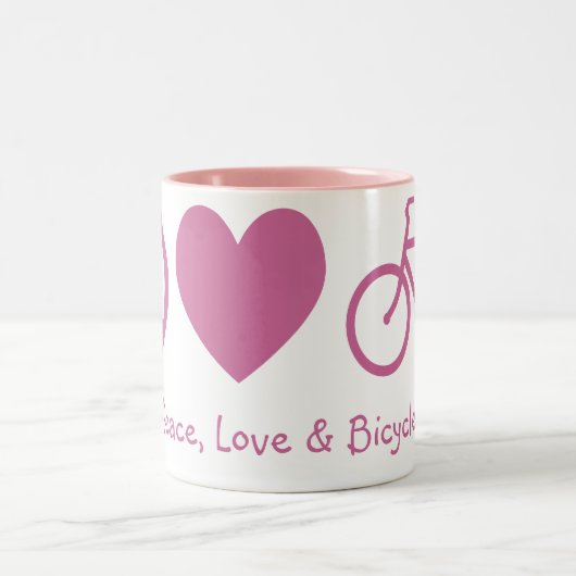 Ruhe, Liebe und Fahrräder Tasse (Mittel)