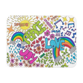 Ruhe, Liebe und Freude im Retro-Stil der 1960er Ja Magnet