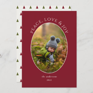 Ruhe, Liebe und Freude Rotes Foto Urlaub Feiertagskarte