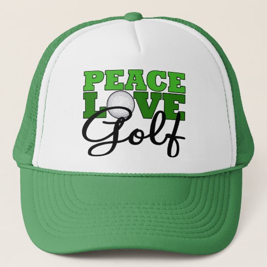 Ruhe, Liebe und Golf Truckerkappe (Vorderseite)