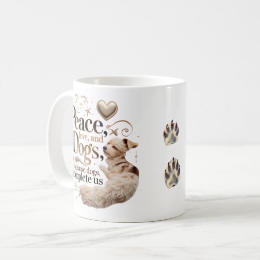 Ruhe, Liebe und Hunde Tasse (Vorderseite Links)