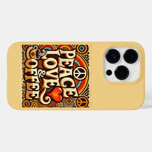 Ruhe, Liebe und Kaffee Retro iPhone Case (Rückseite (Horizontal))