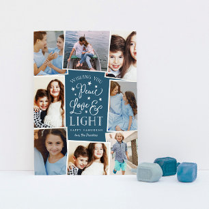 Ruhe, Liebe und Licht Hanukkah Foto Collage Feiertagskarte