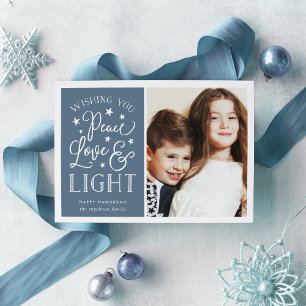 Ruhe, Liebe und Licht Hanukkah-Foto Feiertagskarte