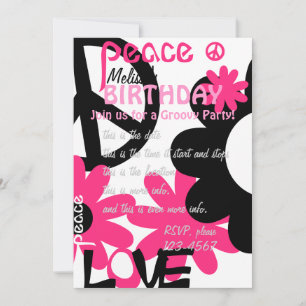 Ruhe, Liebe und Party in Schwarz und Rosa Einladung
