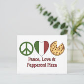 Ruhe, Liebe und Pizza Pepperoni Postkarte (Stehend Vorderseite)