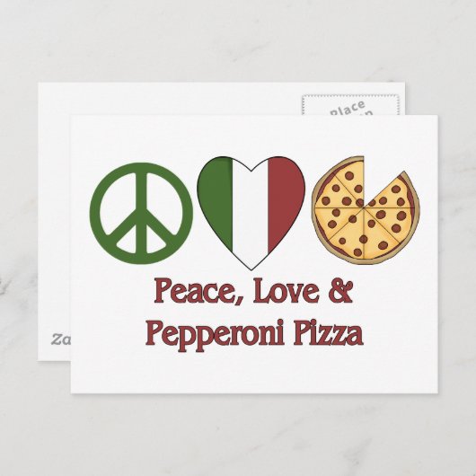 Ruhe, Liebe und Pizza Pepperoni Postkarte (Vorne/Hinten)