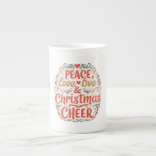 Ruhe, Liebe und Weihnachtsgeschenk - Knochen-China Porzellantasse
