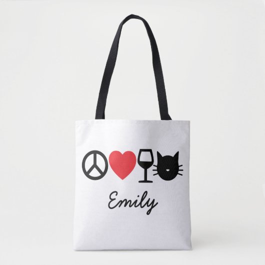 Ruhe, Liebe, Wein und Katzen Tasche (Vorderseite)