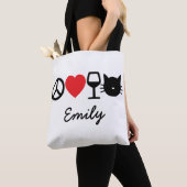Ruhe, Liebe, Wein und Katzen Tasche (Von Nahem)