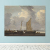 Ruhe mit den Fischern, die ihren Fang entladen Leinwanddruck (Insitu (Holzboden))