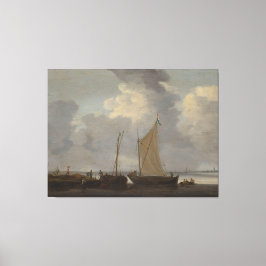 Ruhe mit den Fischern, die ihren Fang entladen Leinwanddruck