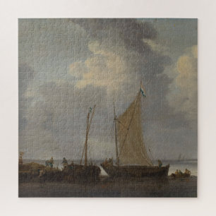 Ruhe mit den Fischern, die ihren Fang entladen Puzzle