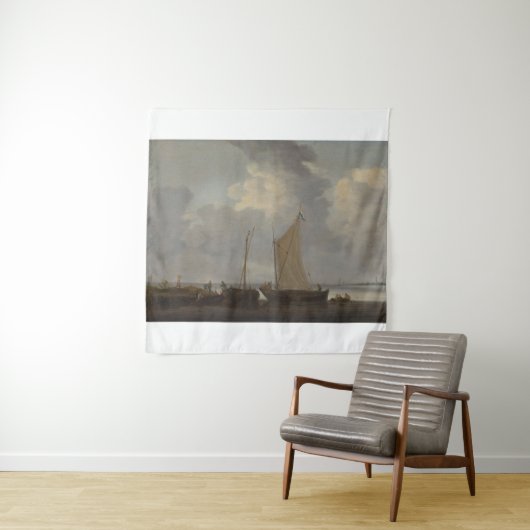 Ruhe mit den Fischern, die ihren Fang entladen Wandteppich (Beispiel)