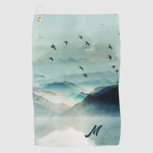 Ruhe Mit Monogramm Natur Wasserfarben Bergwelt Lan Golfhandtuch