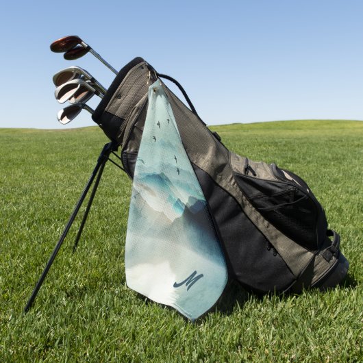 Ruhe Mit Monogramm Natur Wasserfarben Bergwelt Lan Golfhandtuch (Gras)